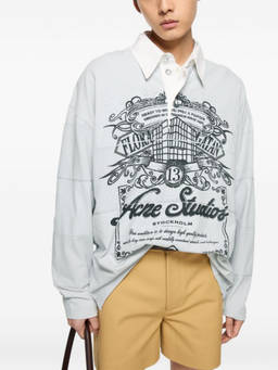 Acne Studios - Grey Graphic Shirt Collar Polo T-Shirt (XL)