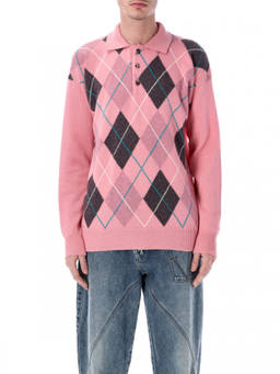 JW Anderson - Light Pink None Button Down Collar Polo T-Shirt