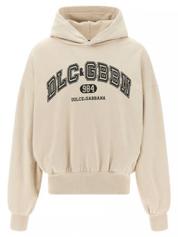 Dolce&Gabbana - Beige Logo Print Hoodie