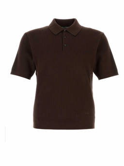 Dolce&Gabbana - Brown Cotton Ribbed Polo T-Shirt (M)