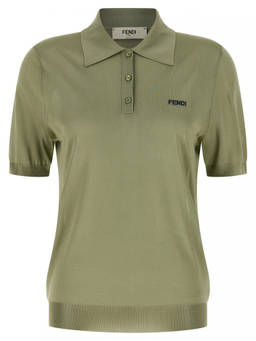 Fendi - Green Shiny Viscose Polo T-Shirt