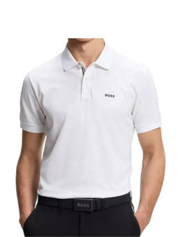 Boss - White Graphic Shirt Collar Polo T-Shirt