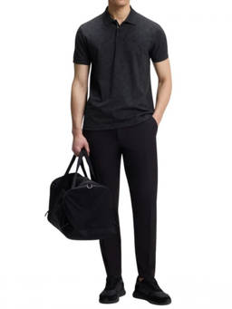 Boss - Dark Blue Printed Shirt Collar Polo T-Shirt