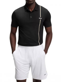 Boss - Black Logo Shirt Collar Polo T-Shirt