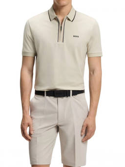 Boss - Beige Logo Shirt Collar Polo T-Shirt