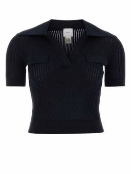 Patou - Blue Embroidered Shirt Collar Polo T-Shirt (L)