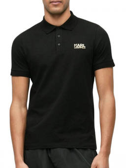 Karl Lagerfeld - Black Logo Shirt Collar Polo T-Shirt