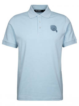 Karl Lagerfeld - Blue Solid Shirt Collar Polo T-Shirt