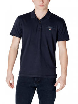 Napapijri - Dark Blue Solid Shirt Collar Polo T-Shirt (S)