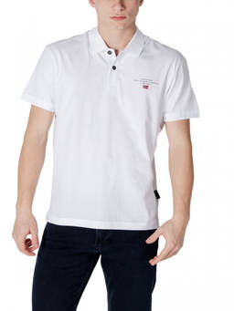 Napapijri - White Solid Shirt Collar Polo T-Shirt (M)