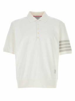 Thom Browne - White Solid Shirt Collar Polo T-Shirt