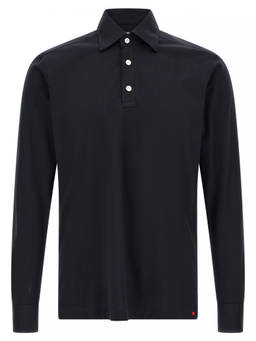 Kiton - Dark Blue Solid Shirt Collar Polo T-Shirt (3XL)