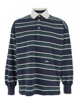 Autry - Blue Stripes Shirt Collar Polo T-Shirt