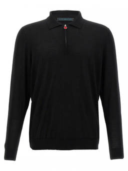 Kiton - Black Wool Polo T-Shirt