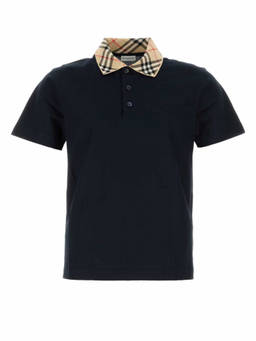 Burberry - Navy Blue Solid Polo T-Shirt (L)