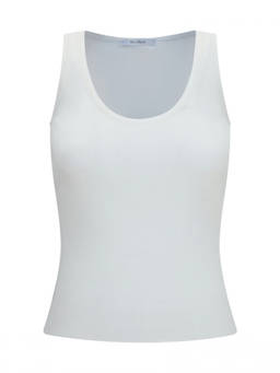 Max Mara - White Textured Scoop Neck Top (M)