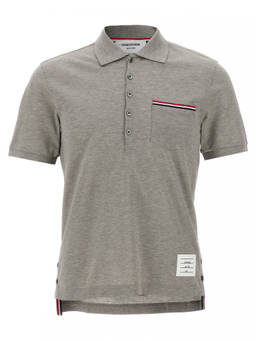 Thom Browne - Grey Rwb Pocket Trim Piqu Polo T-Shirt