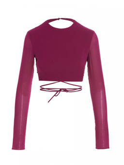 The Andamane - Fuchsia Cropped Georgette Top (S)
