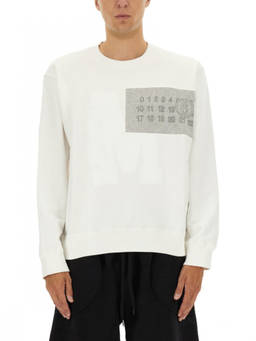 MM6 Maison Margiela - White Logo Crew Neck Sweatshirt