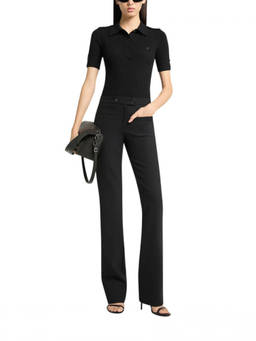 Courreges - Black Solid Shirt Collar Polo T-Shirt