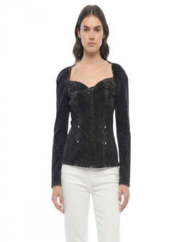 Stella McCartney - Black Solid Sweet Heart Neck Top