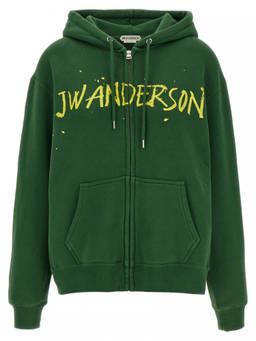 JW Anderson - Green Front-Zip Logo Hoodie