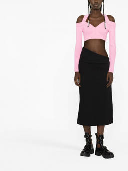 Alexander McQueen - Pink Cropped Off-Shoulder Top