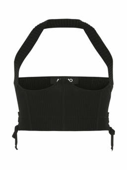 Andreadamo - Black Stretch Viscose Blend Bodice Crop Top