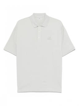 C.P. Company - White Embroidered Logo Polo T-Shirt