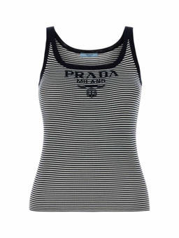 PRADA - Black Stripes Scoop Neck Sweater