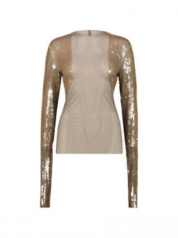 Rick Owens - Beige Embellished Round Neck Top