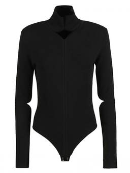 Courreges - Black Solid Mock Collar Top (M)