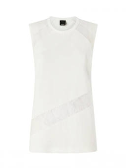 Pinko - White Textured Round Neck Top