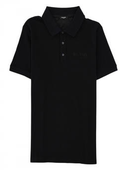 BALMAIN - Black Shirt Collar Polo T-Shirt