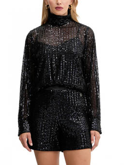 Karl Lagerfeld - Black Embellished Turtle Neck Top