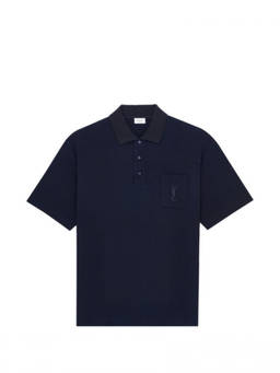Saint Laurent - Navy Blue Logo Polo T-Shirt