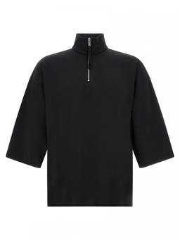 Thom Krom - Black Solid Mock Collar Sweatshirt (S)