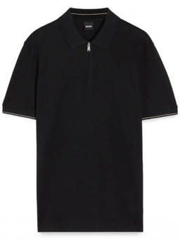 Boss - Black Solid Shirt Collar Polo T-Shirt