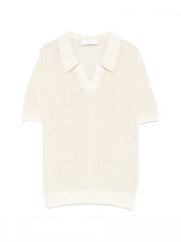 Dunst - White Open Knit Polo T-Shirt (XS)