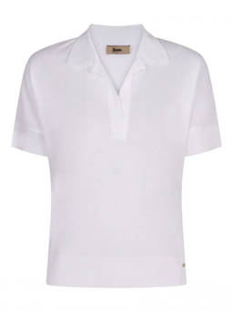 Herno - White Solid Shirt Collar Polo T-Shirt