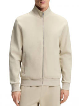 Boss - Beige Solid Mock Collar Sweatshirt