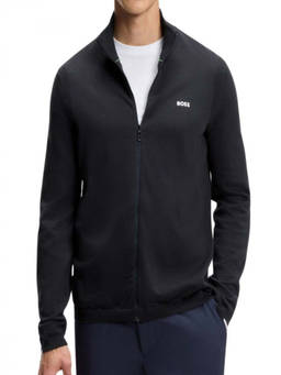 Boss - Blue Logo Mock Collar Sweatshirt