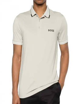 Boss - Beige Logo Shirt Collar Polo T-Shirt