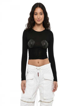 Dsquared2 - Black Embellished Crew Neck Top (XS)