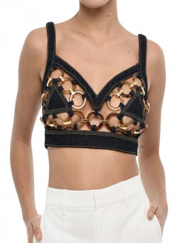 Dsquared2 - Blue Embellished V Neck Top (XS)