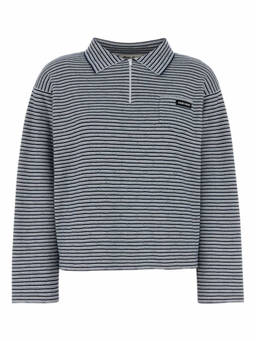Miu Miu - Blue Stripes Shirt Collar Polo T-Shirt (XL)