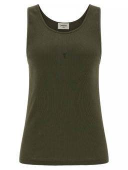 Saint Laurent - Green Round Neck Ribbed Tank Top