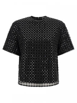 Rotate Birger Christensen - Black Crew Neck Sequin Top
