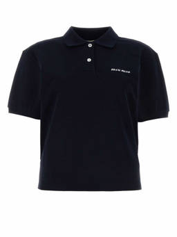 Miu Miu - Blue Logo Shirt Collar Polo T-Shirt