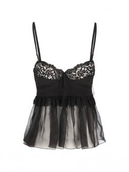 Chloe - Black Lace Sweet Heart Neck Top (L)